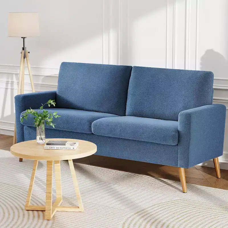 Mid-Century Modern Loveseat 68 Inch - 24" Deep Cloud Seat, Solid Wood Frame, 800 lb Capacity