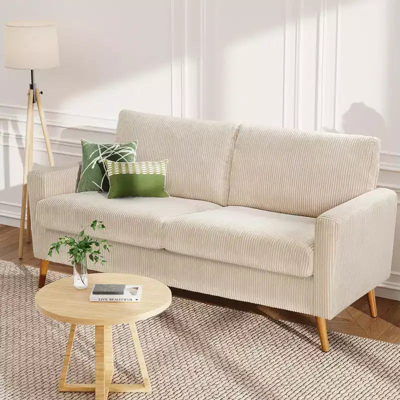 Mid-Century Modern Loveseat 68 Inch - 24" Deep Cloud Seat, Solid Wood Frame, 800 lb Capacity