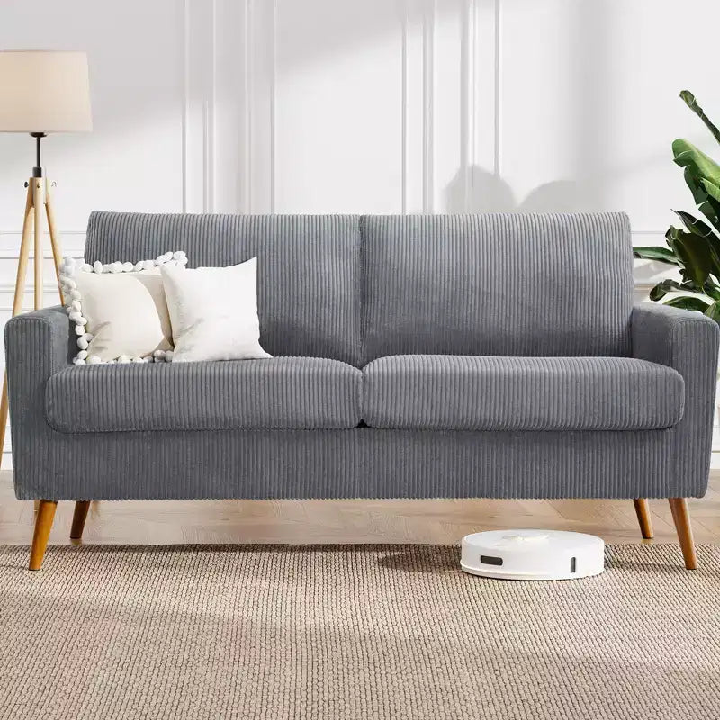Mid-Century Modern Loveseat 68 Inch - 24" Deep Cloud Seat, Solid Wood Frame, 800 lb Capacity