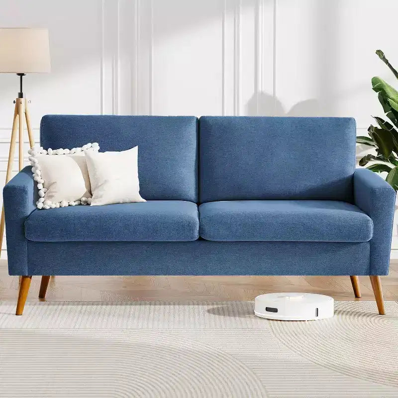 Mid-Century Modern Loveseat 68 Inch - 24" Deep Cloud Seat, Solid Wood Frame, 800 lb Capacity