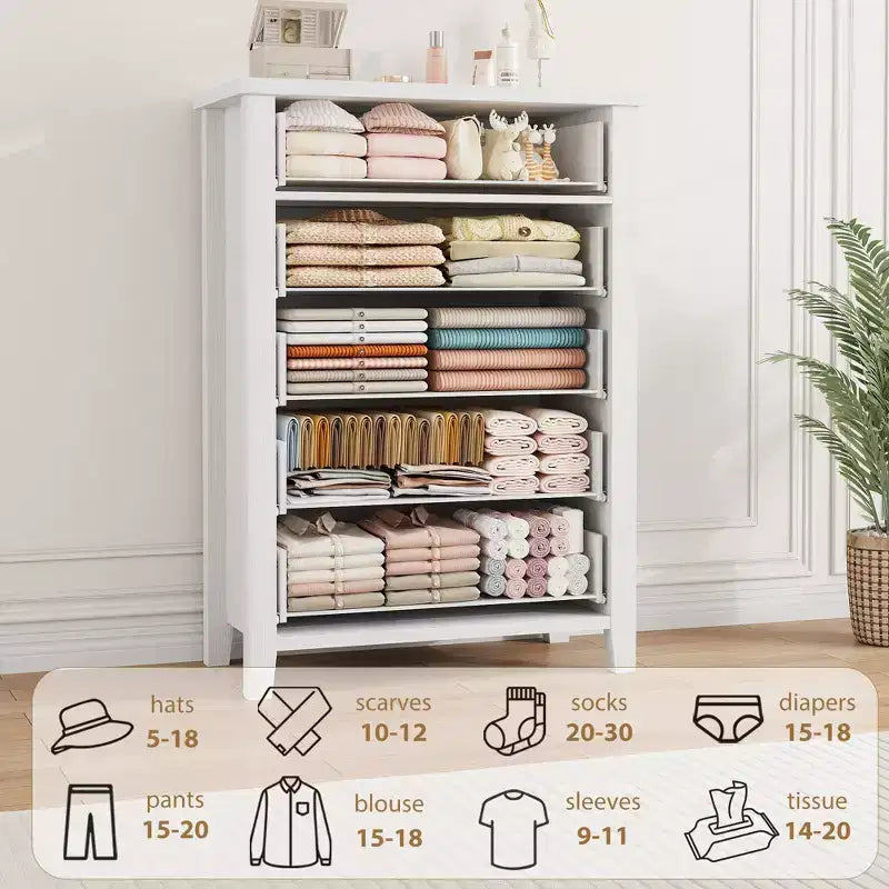 Farmhouse 5 Dresser for Bedroom, 45.2 in Tall Dresser, Vertical Drawer with Storage Freestanding, Wooden Closet Storage Chest for Bedroom