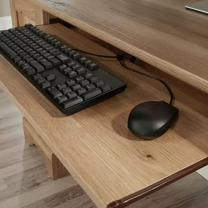 59.45 Inch Computer Desk with Keyboard Tray - 2 Drawers, 1 Cabinet, Wood, Home Office