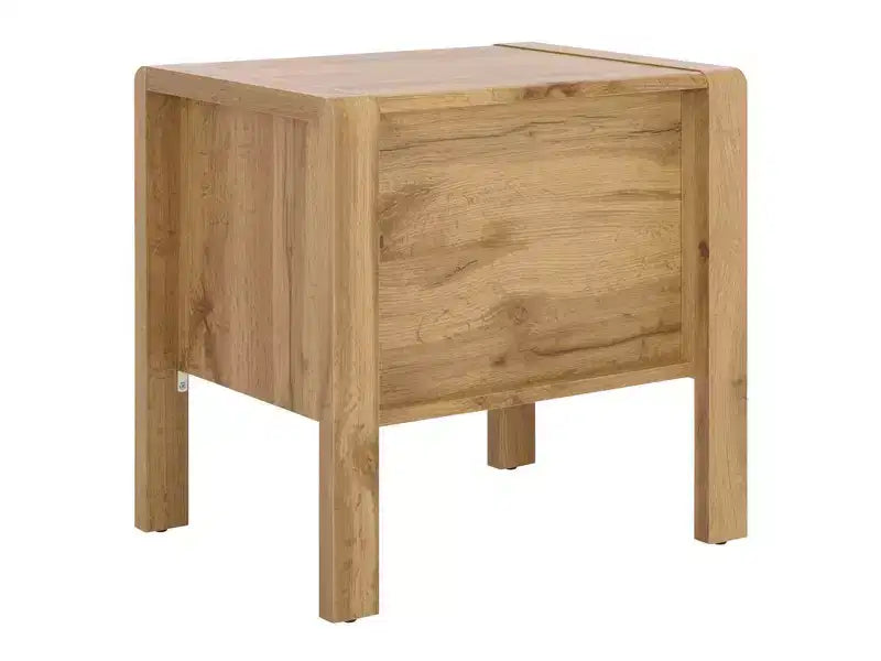 2 Drawer Nightstand - Oak/Brass, MDF, 19.7x19.7x15.7 Inch
