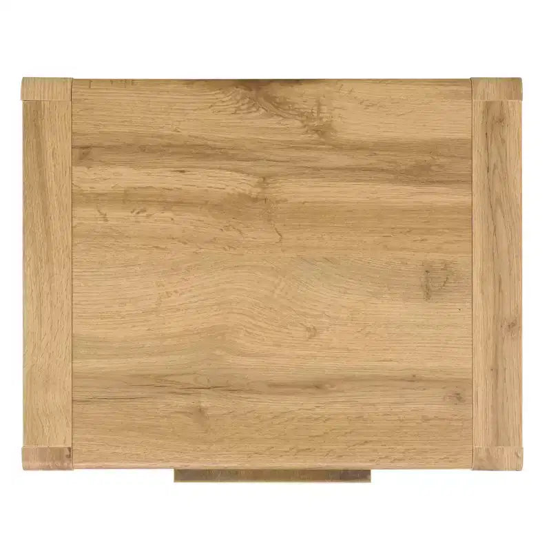 2 Drawer Nightstand - Oak/Brass, MDF, 19.7x19.7x15.7 Inch