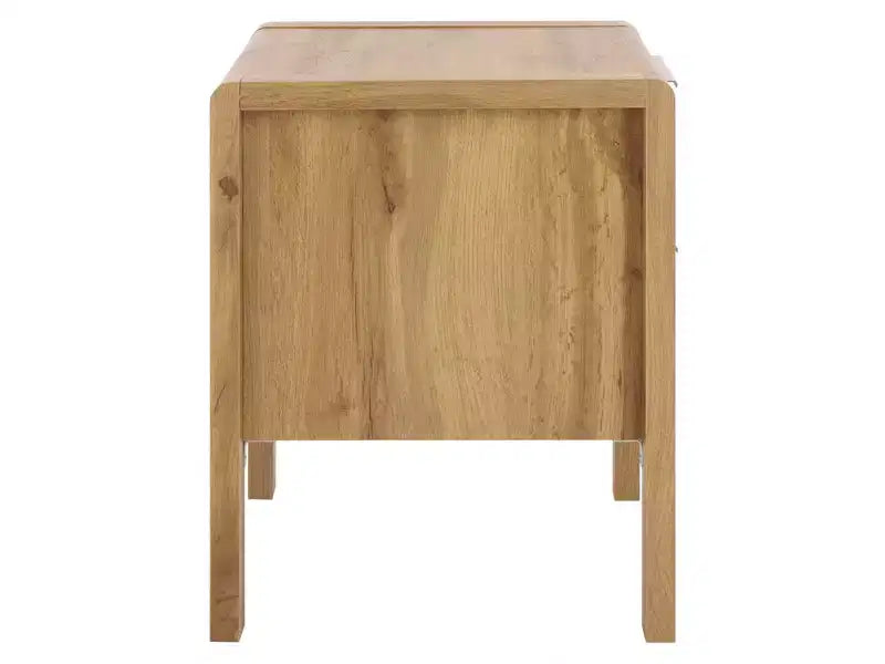 2 Drawer Nightstand - Oak/Brass, MDF, 19.7x19.7x15.7 Inch