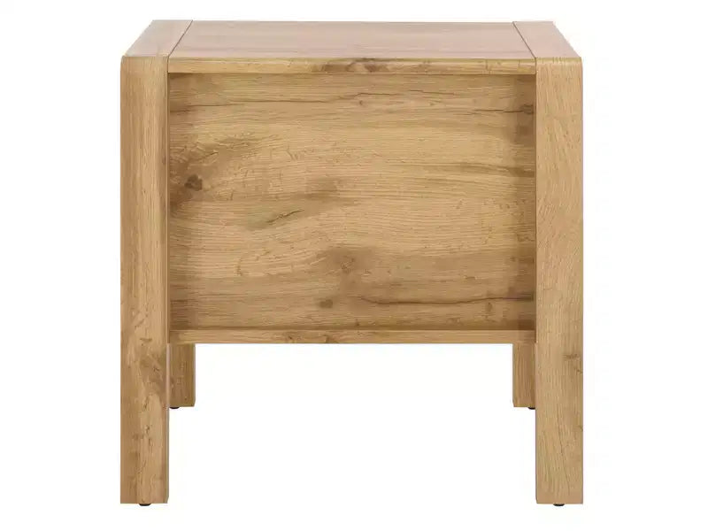 2 Drawer Nightstand - Oak/Brass, MDF, 19.7x19.7x15.7 Inch