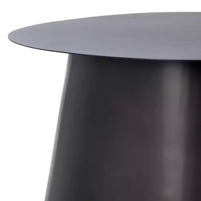 Round Black Iron Accent Side Table - 18 Inch, 65 lb Capacity, Lacquered, No Assembly