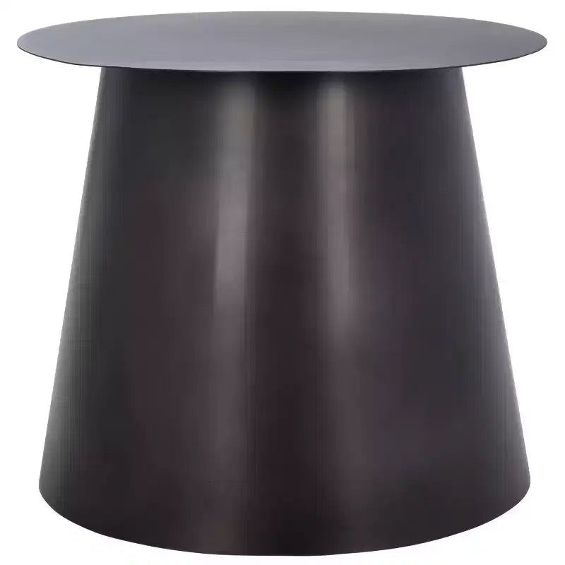 Round Black Iron Accent Side Table - 18 Inch, 65 lb Capacity, Lacquered, No Assembly