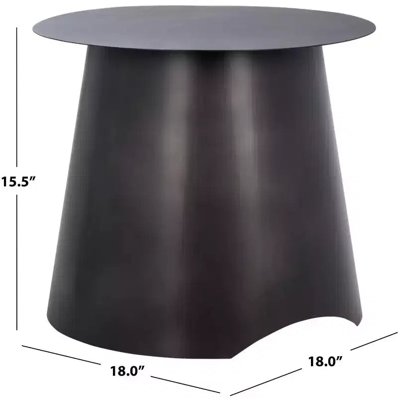 Round Black Iron Accent Side Table - 18 Inch, 65 lb Capacity, Lacquered, No Assembly