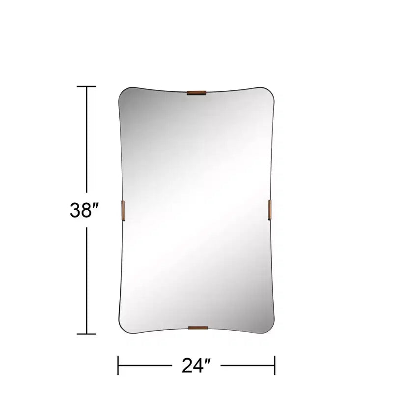 24x38 Black and Brass Wall Mirror