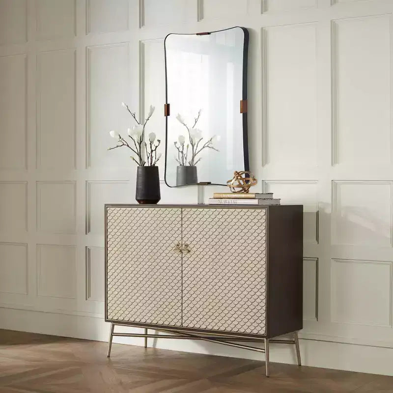 24x38 Black and Brass Wall Mirror