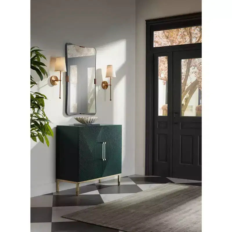 24x38 Black and Brass Wall Mirror