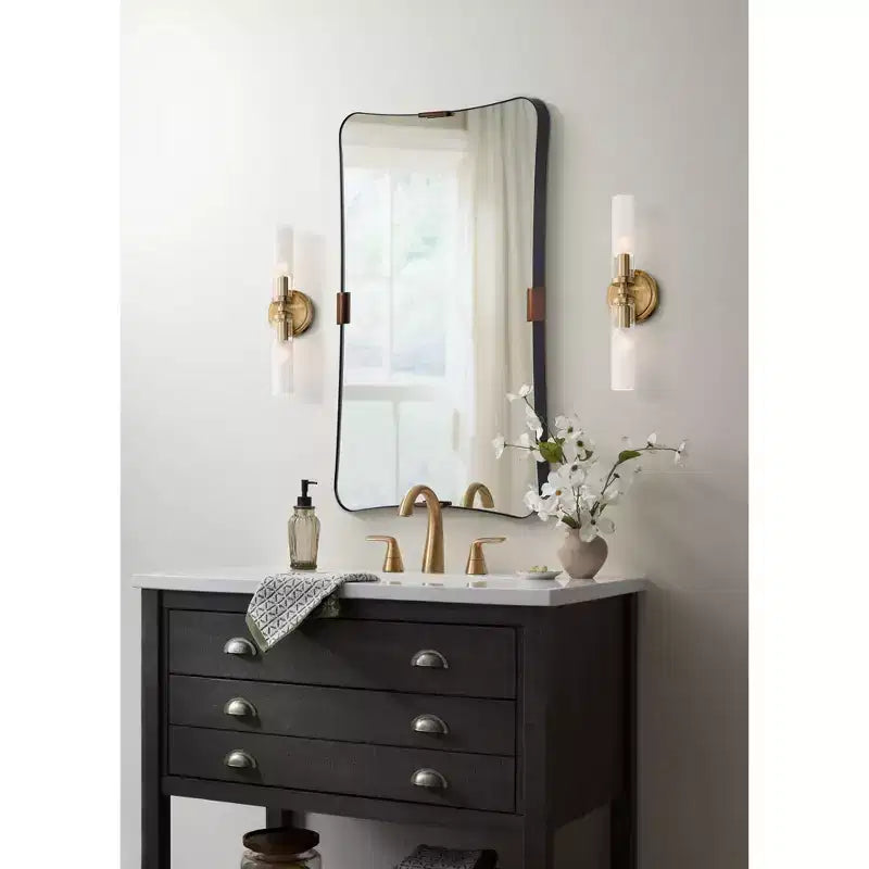 24x38 Black and Brass Wall Mirror