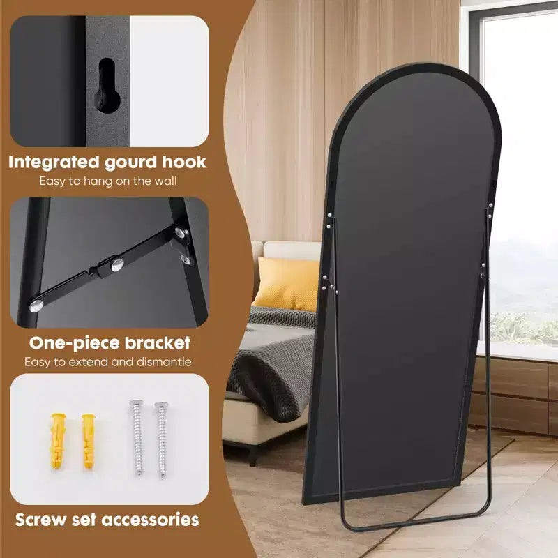 71x26 Inch Arched Full Length Mirror - Standing, Hanging or Leaning Wall Full Body Mirror