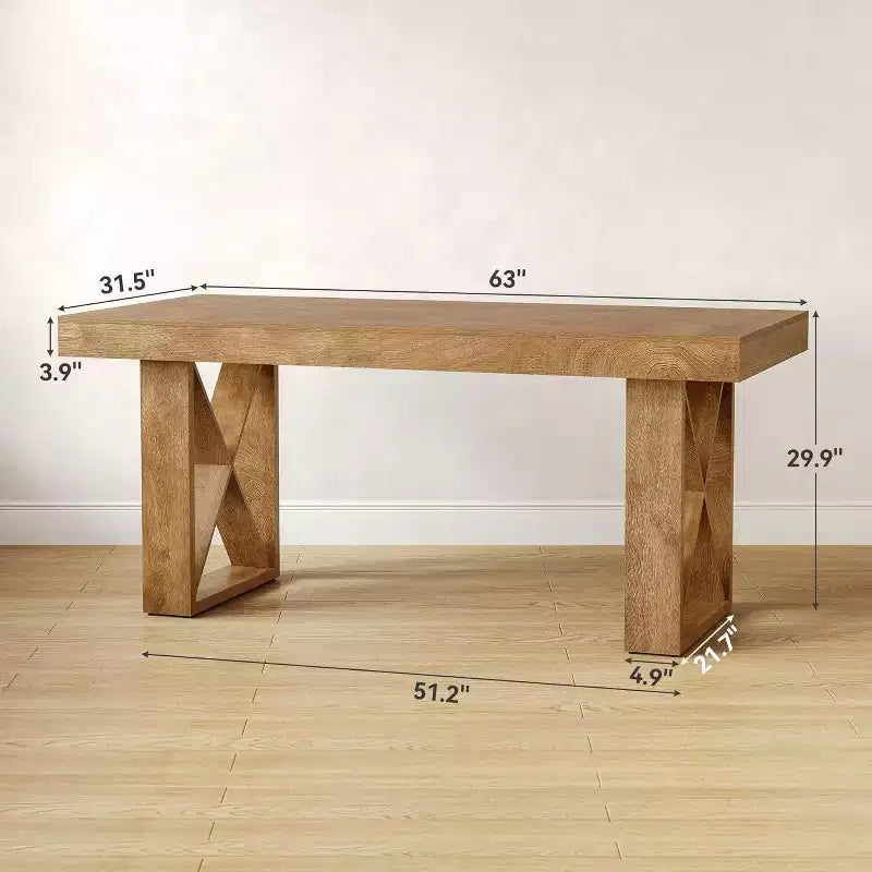 63-Inch Computer Desk - Study, Gaming & Writing Workstation for Home or Study Room, Brown
