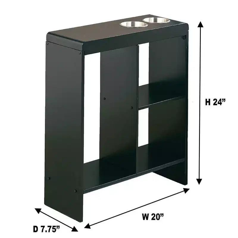 Side End Table with Drink Holders, Storage Shelves & Magazine Holder - Living Room Organizer