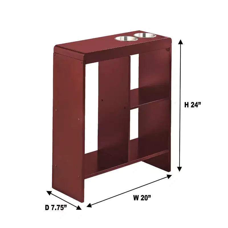 Side End Table with Drink Holders, Storage Shelves & Magazine Holder - Living Room Organizer