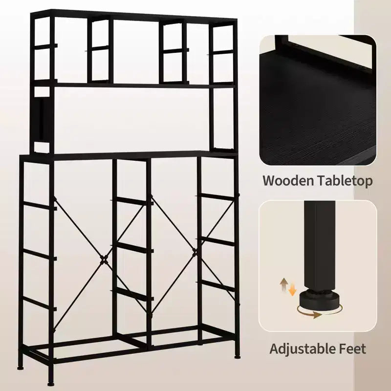 Dresser for Bedroom, 12-Drawer Fabric Chest with Lighting, Power Outlet and Open Shelves, Wood Top & Metal Frame