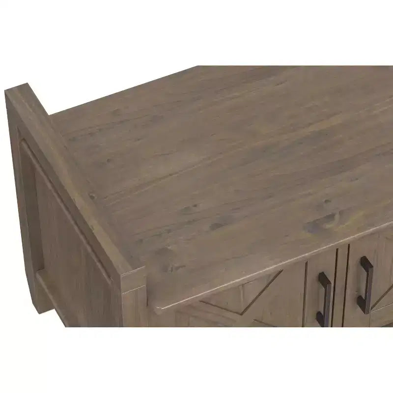 Solid Wood 44 inch Wide Transitional Entryway Storage Bench in Smoky Brown