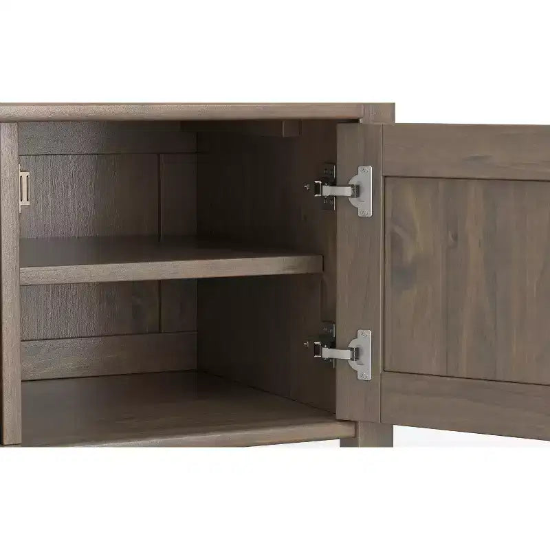 Solid Wood 44 inch Wide Transitional Entryway Storage Bench in Smoky Brown