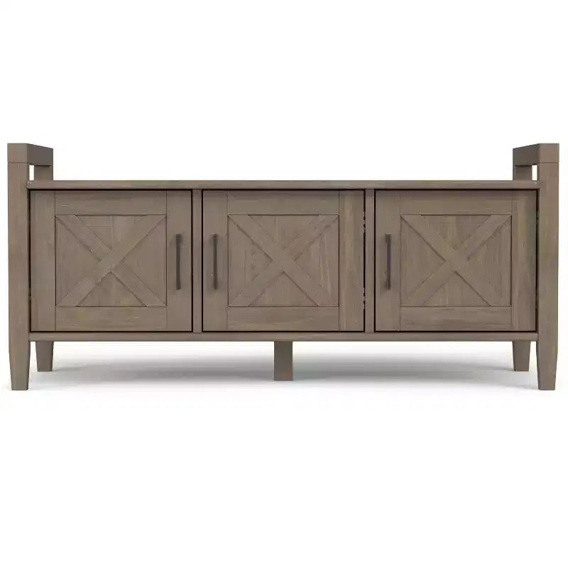 Solid Wood 44 inch Wide Transitional Entryway Storage Bench in Smoky Brown
