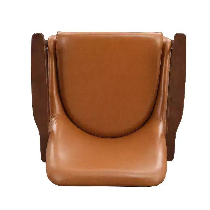 29.2-Inch Mid-Century Faux Leather Accent Chair with Cushioned Seat, Solid Wood Frame, for Lounge