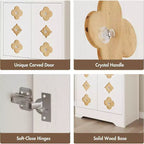 Garde-manger haut de cuisine de 72 po – Armoire vaisselier autoportante en bois avec porte sculptée et poignée en cristal pour salle à manger/salon
