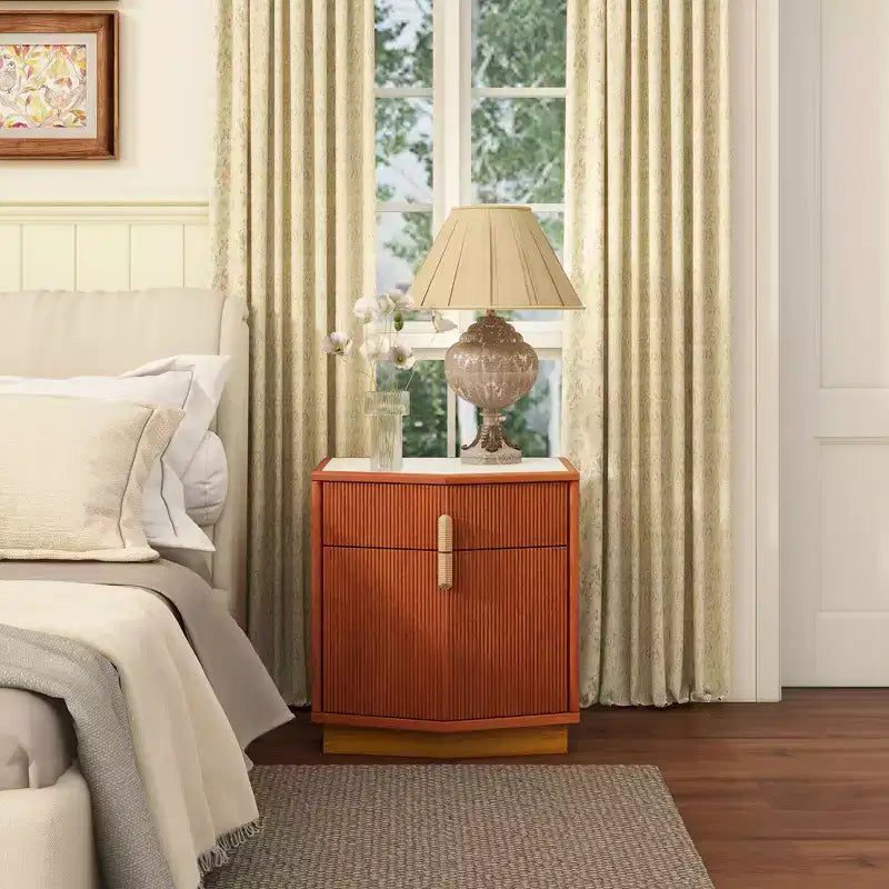 Modern Bulging Storage Nightstand with 2 Drawers