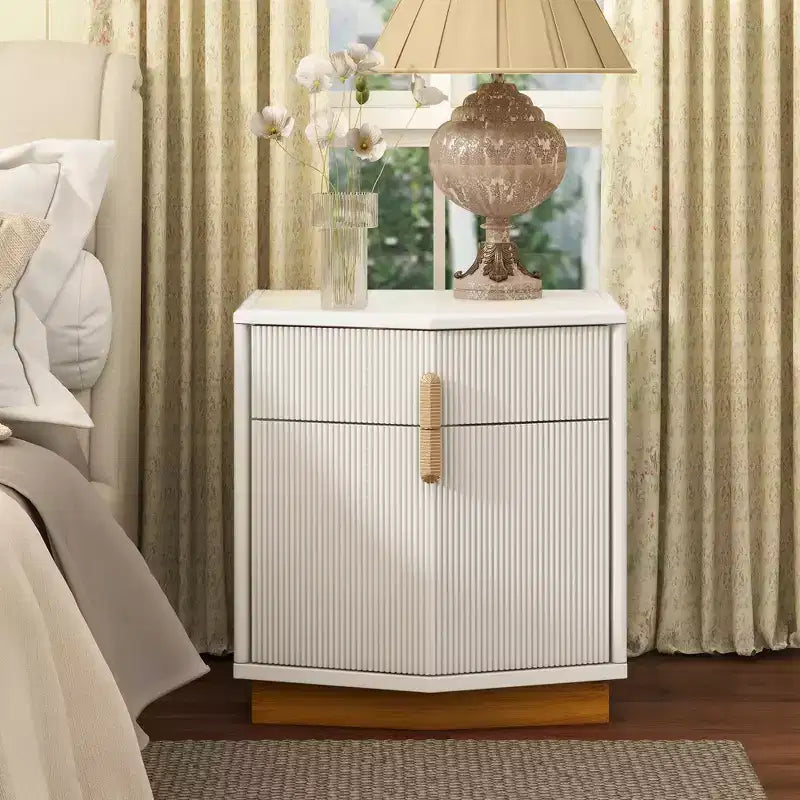 Modern Bulging Storage Nightstand with 2 Drawers