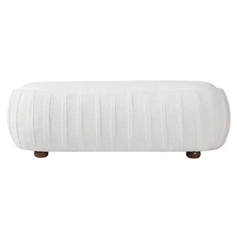 Modern Wooden Boucle Upholstered Oval Ottoman