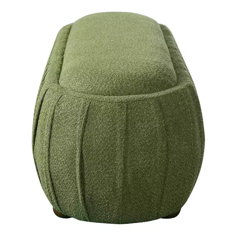 Modern Wooden Boucle Upholstered Oval Ottoman
