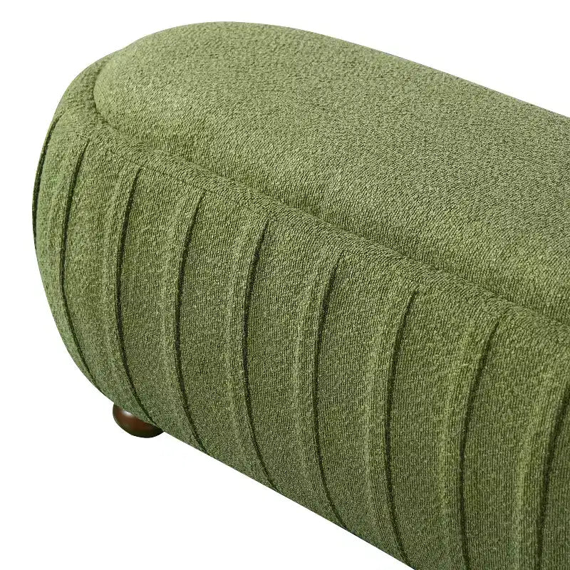 Modern Wooden Boucle Upholstered Oval Ottoman