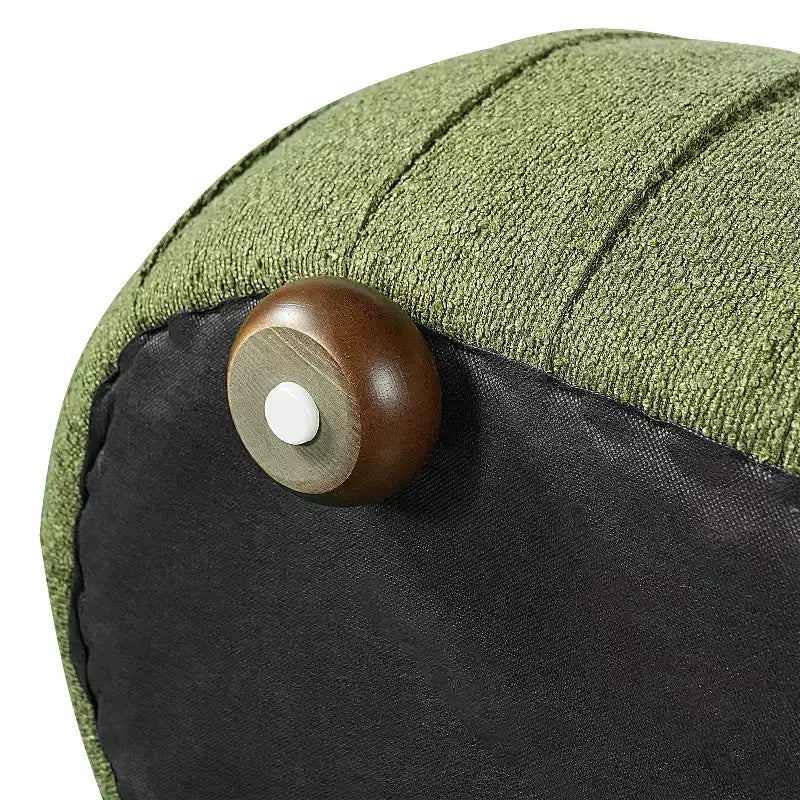 Modern Wooden Boucle Upholstered Oval Ottoman
