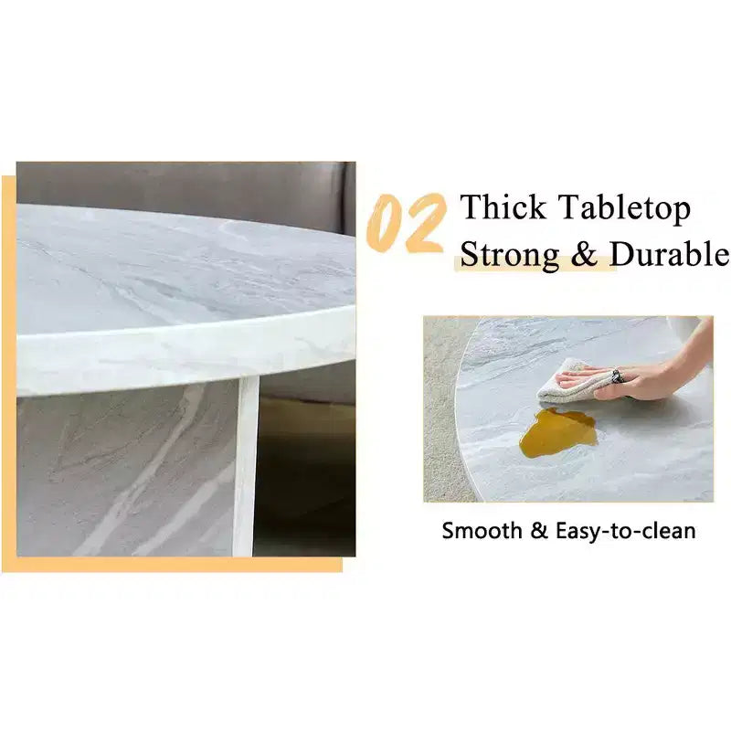 31.5 White Round MDF Coffee Table, Modern Minimalist Nordic Scratch-Resistant Table for Living Room Office Bedroom