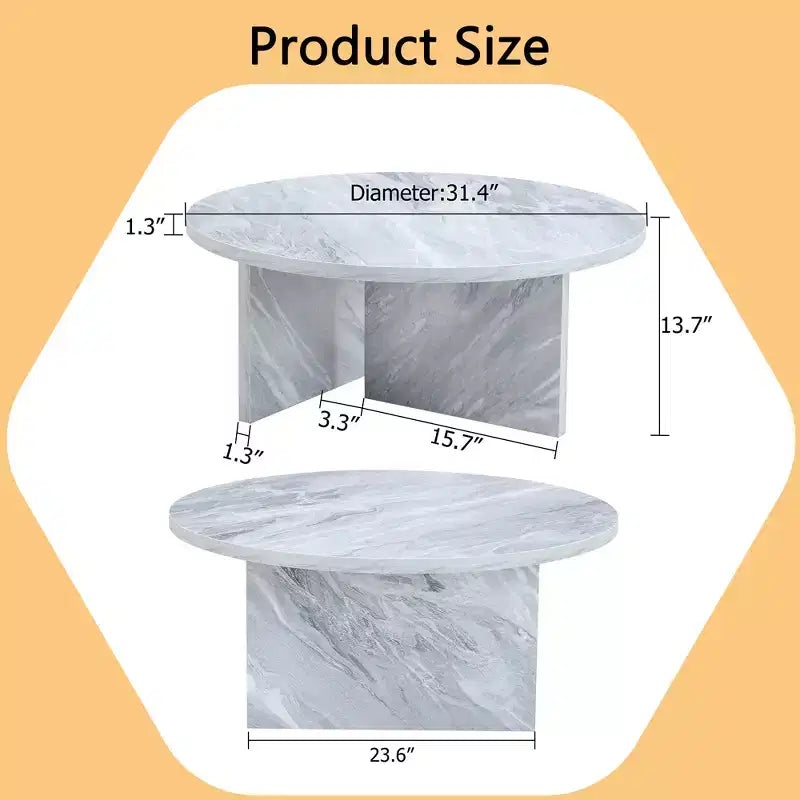 31.5 White Round MDF Coffee Table, Modern Minimalist Nordic Scratch-Resistant Table for Living Room Office Bedroom