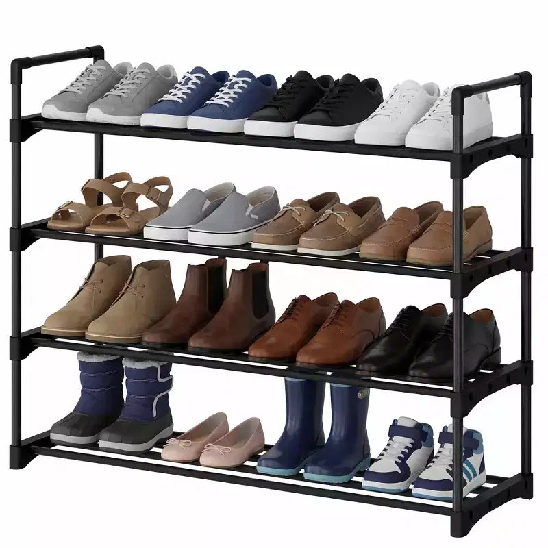 Slim Adjustable Shoe Rack Organizer with Non-Woven Fabric Shelves, Sturdy Frame Shoe Storage for Entryway, Closet and Bedroom