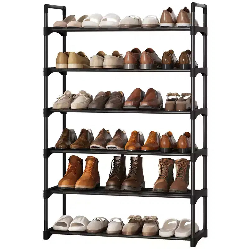Slim Adjustable Shoe Rack Organizer with Non-Woven Fabric Shelves, Sturdy Frame Shoe Storage for Entryway, Closet and Bedroom