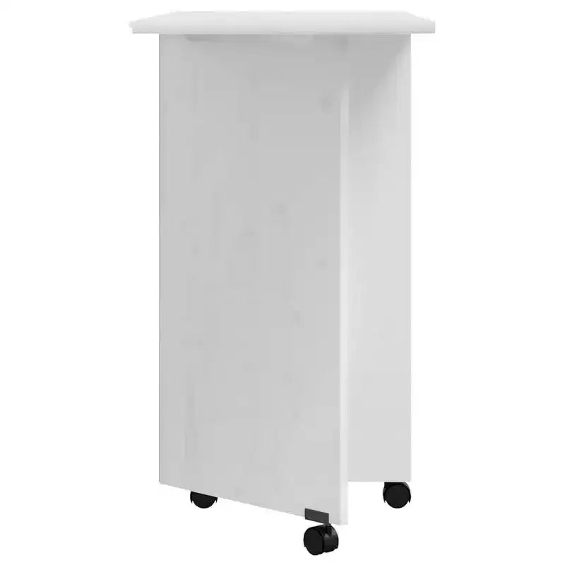 White Solid Pine Rolling Cabinet with Desk