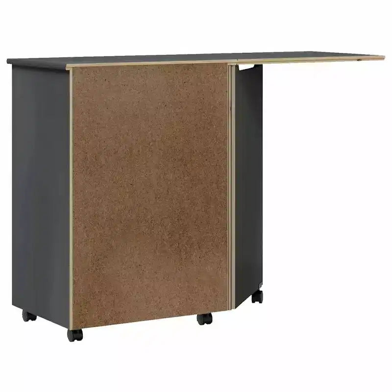 White Solid Pine Rolling Cabinet with Desk