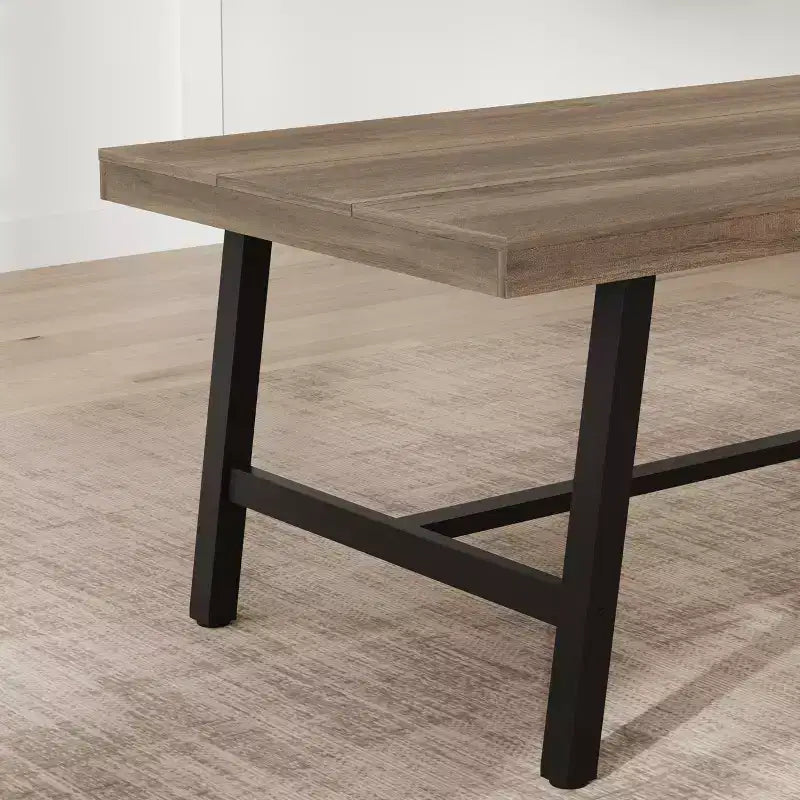 70.9 Inch Dining Table for 6-8, Large Industrial Rectangle Table with Wood Top and Metal Legs for Kitchen Dining Room, Gray