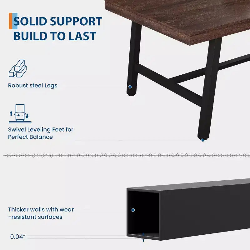 70.9 Inch Dining Table for 6-8, Large Industrial Rectangle Table with Wood Top and Metal Legs for Kitchen Dining Room, Gray