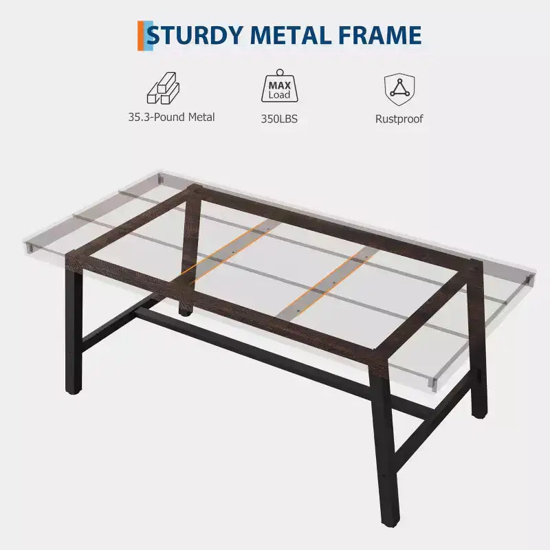 70.9 Inch Dining Table for 6-8, Large Industrial Rectangle Table with Wood Top and Metal Legs for Kitchen Dining Room, Gray