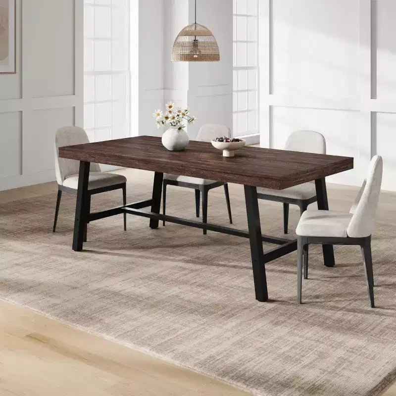 70.9 Inch Dining Table for 6-8, Large Industrial Rectangle Table with Wood Top and Metal Legs for Kitchen Dining Room, Gray