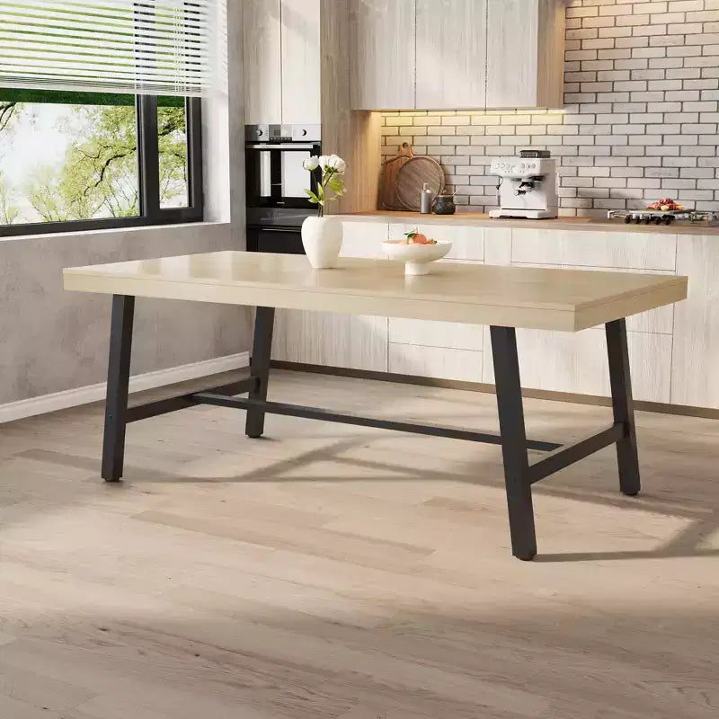 70.9 Inch Dining Table for 6-8, Large Industrial Rectangle Table with Wood Top and Metal Legs for Kitchen Dining Room, Gray