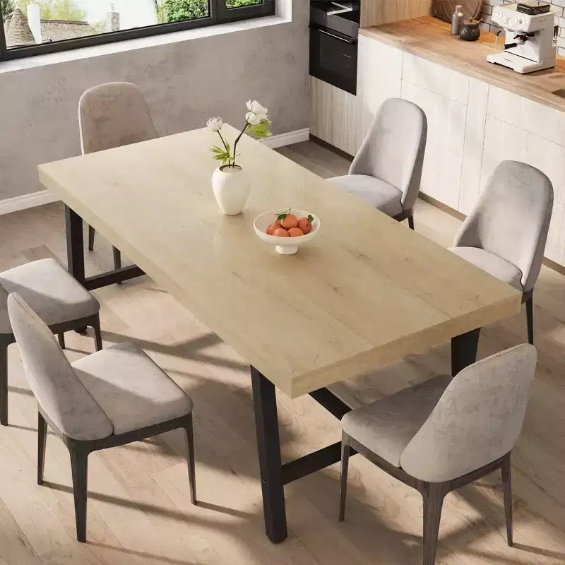 70.9 Inch Dining Table for 6-8, Large Industrial Rectangle Table with Wood Top and Metal Legs for Kitchen Dining Room, Gray