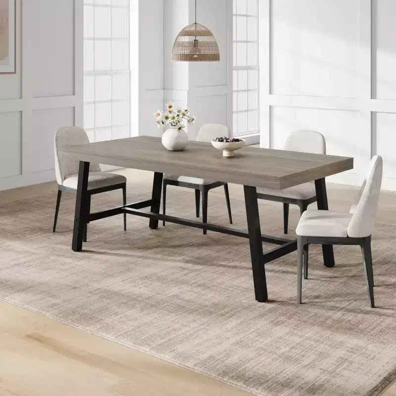 70.9 Inch Dining Table for 6-8, Large Industrial Rectangle Table with Wood Top and Metal Legs for Kitchen Dining Room, Gray