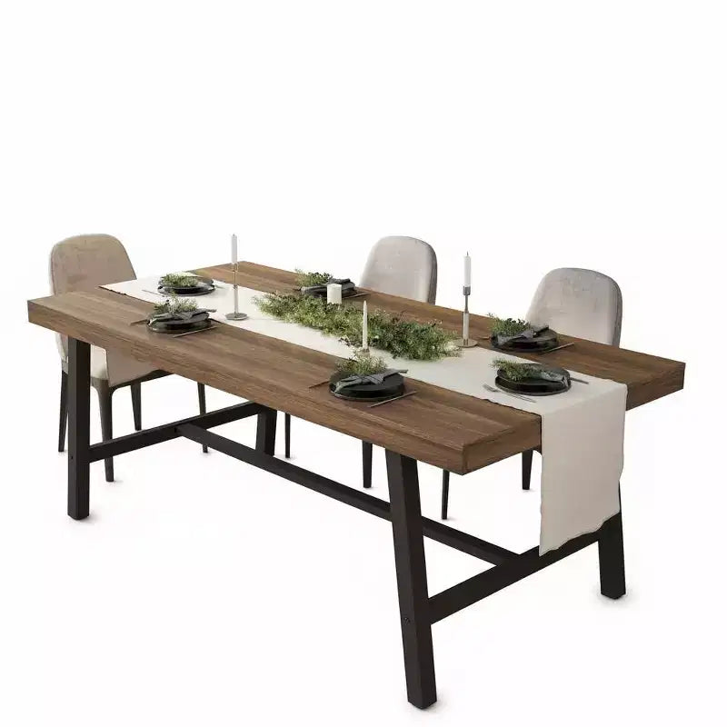 70.9 Inch Dining Table for 6-8, Large Industrial Rectangle Table with Wood Top and Metal Legs for Kitchen Dining Room, Gray