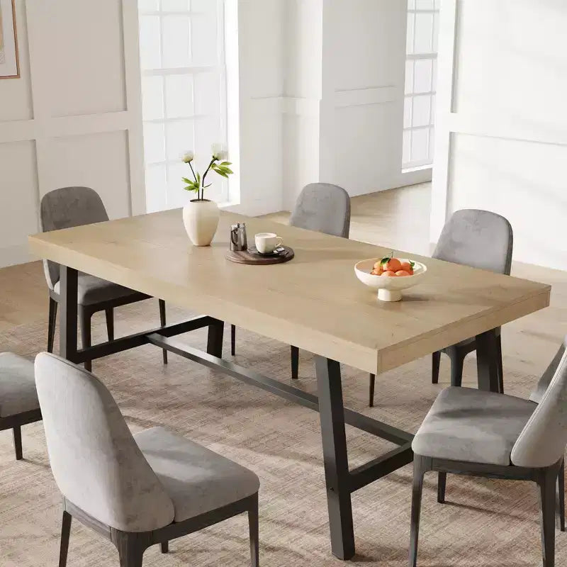 70.9 Inch Dining Table for 6-8, Large Industrial Rectangle Table with Wood Top and Metal Legs for Kitchen Dining Room, Gray