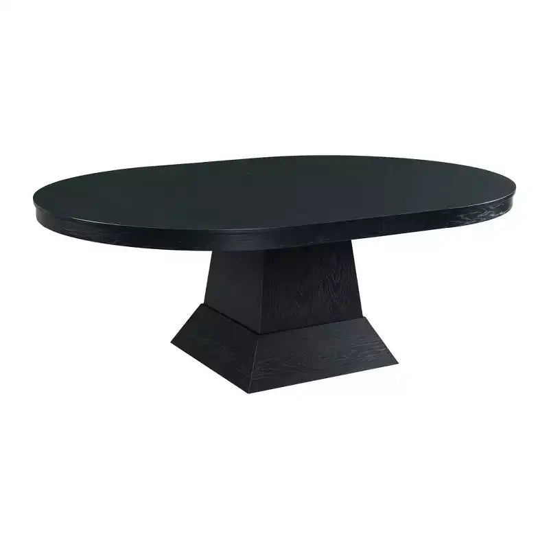 Oval Extendable Dining Table Dark Oak - Modern Pedestal, Seats Up to 8, 2 Leaves