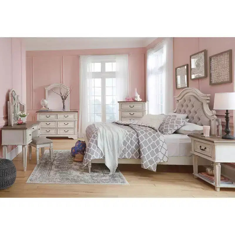 One Drawer Nightstand Chipped White - Cottage Style